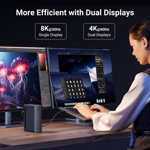13w1 Stacja dokująca Thunderbolt 4 / USB-A / DP / RJ45 / czytnik SD TF / USB-C / mini jack