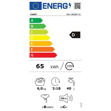 Pralka | CS4 1262DE/1-S | Klasa efektywności energetycznej D | Ładowana od frontu | Pojemność prania 6 kg | 1200 obr/min | Głębo Pralka | CS4 1262DE/1-S | Klasa efektywności energetycznej D | Ładowana od frontu | Pojemność prania 6 kg | 1200 obr/min | Głębo