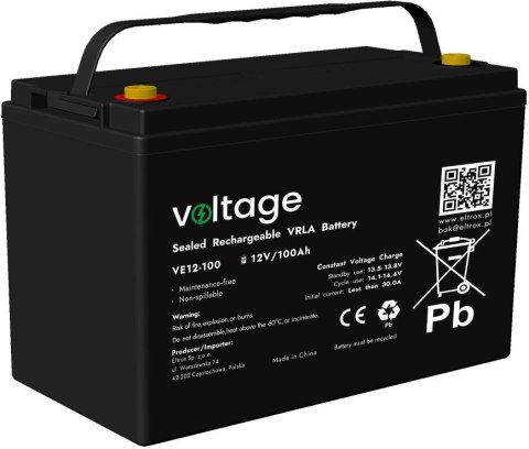 Akumulator AGM Voltage 12V 100Ah VE12-100 (Żywotność 6-9 lat) Akumulator AGM Voltage 12V 100Ah VE12-100 (Żywotność 6-9 lat)
