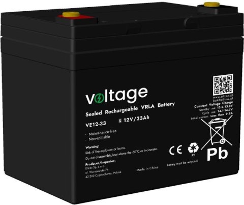 Akumulator AGM Voltage 12V 33Ah VE12-33 (Żywotność 6-9 lat) Akumulator AGM Voltage 12V 33Ah VE12-33 (Żywotność 6-9 lat)
