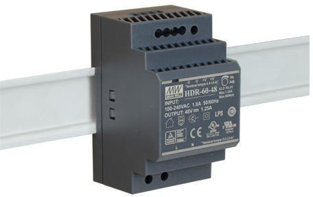 ZASILACZ IMPULSOWY NA SZYNĘ DIN MEAN WELL HDR-60-48 48V/60W/1.25A ZASILACZ IMPULSOWY NA SZYNĘ DIN MEAN WELL HDR-60-48 48V/60W/1.25A