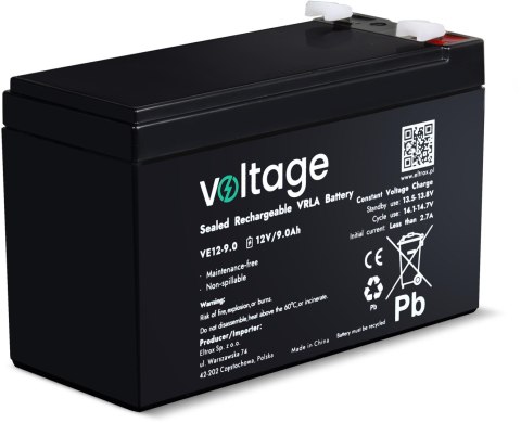 Akumulator AGM Voltage 12V 9Ah VE12-9.0 (Żywotność 6-9 lat) Akumulator AGM Voltage 12V 9Ah VE12-9.0 (Żywotność 6-9 lat)