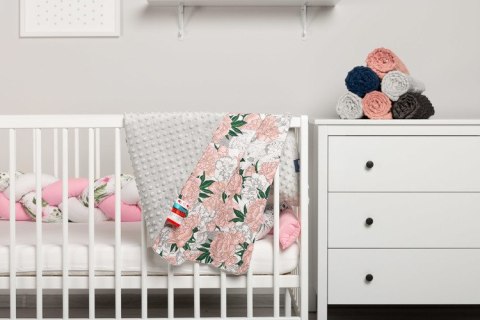 LEKKI KOCYK MINKY 75 x 100 SZARY KWIATY