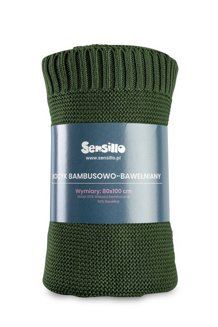KOCYK BAMBUSOWO-BAWEŁNIANY 80X100 CM ZIELONY BUTELKOWY KOCYK BAMBUSOWO-BAWEŁNIANY 80X100 CM ZIELONY BUTELKOWY